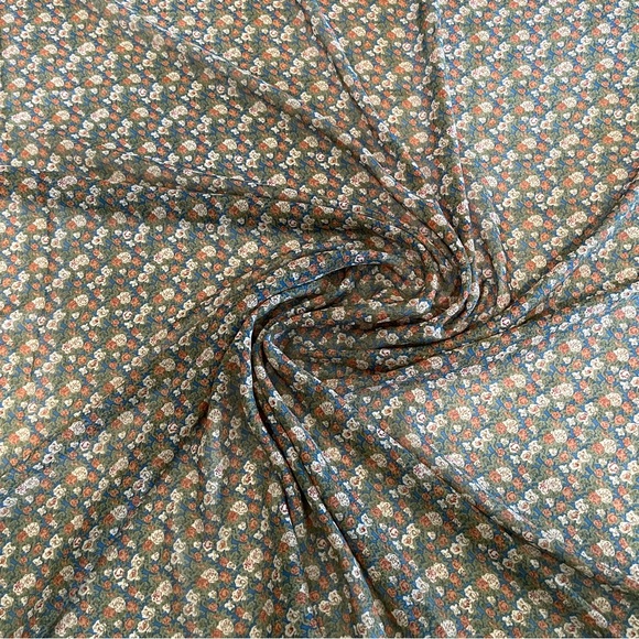 Floral Print Poly Print Chiffon Sheer Fabric - Picture 2 of 2
